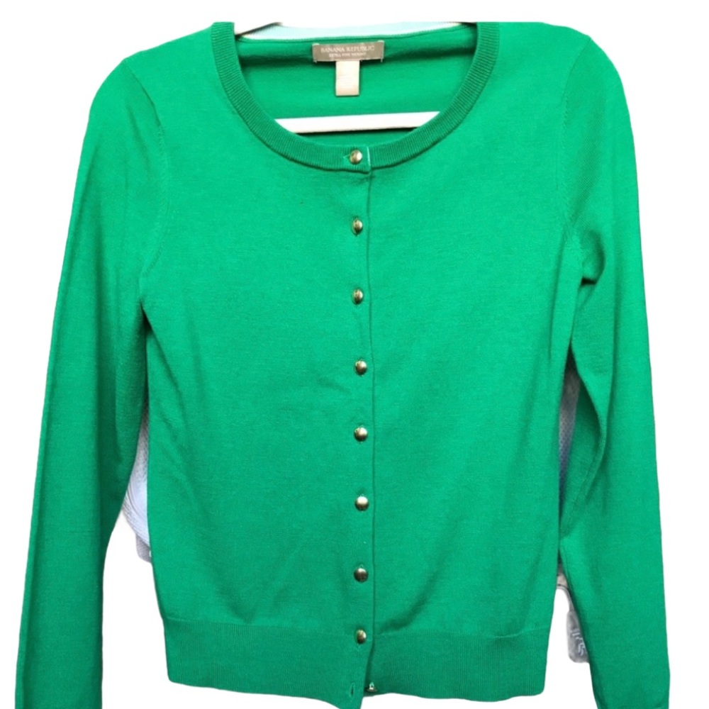 Banana Republic Green Merino Wool Cardigan Size XS